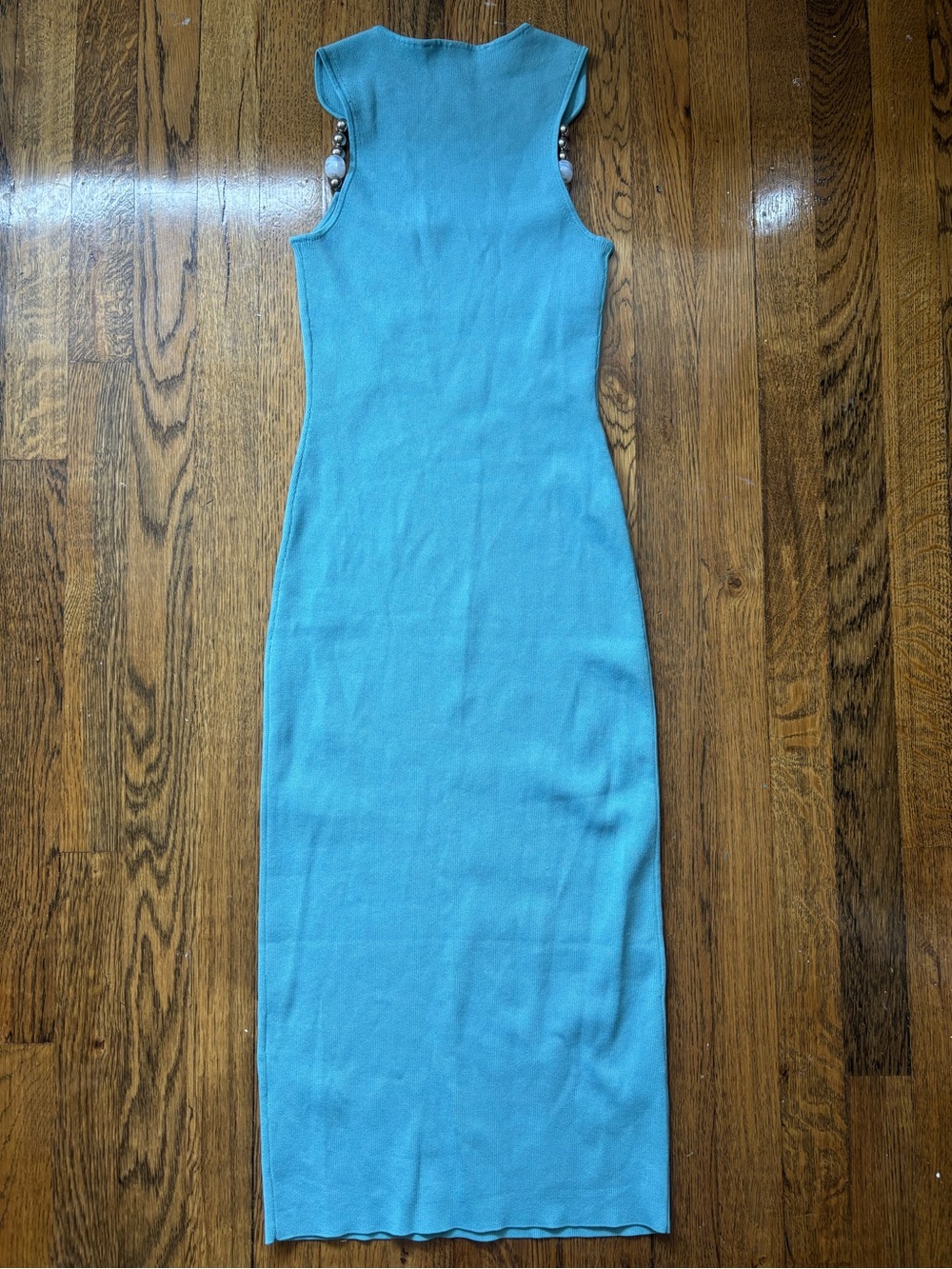 Teal Zara Bodycon Sleeveless Dress w Beaded Straps - Picture 4 of 4